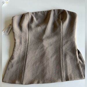 Aritzia Taupe Strapless Top posh modern taupe medium nwt